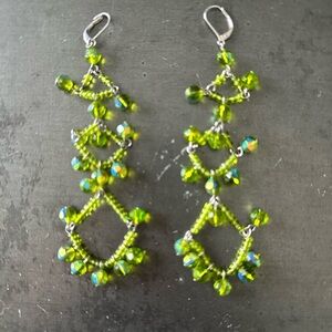 Bright lime chandelier style earrings